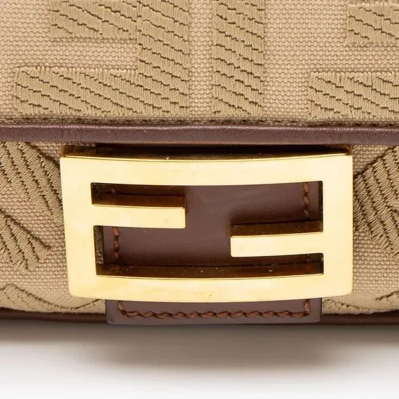 Fendi FF Embroidered Canvas Baguette Shoulder Bag - Picture 9 of 15